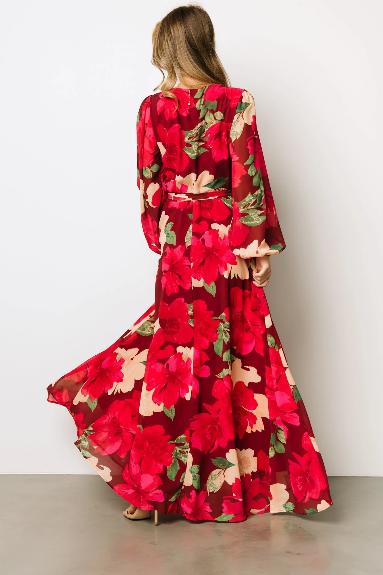 Katinka Wrap Maxi Dress | Burgundy Multi Floral - Image 4