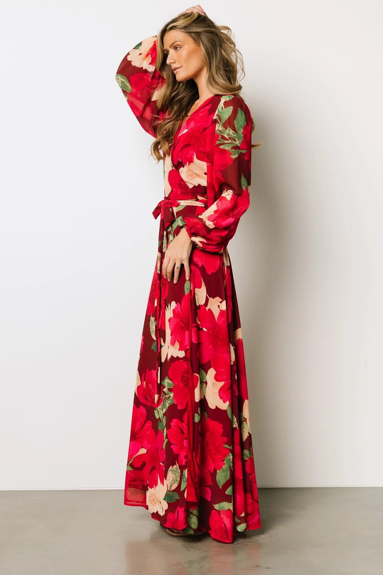 Katinka Wrap Maxi Dress | Burgundy Multi Floral - Image 7
