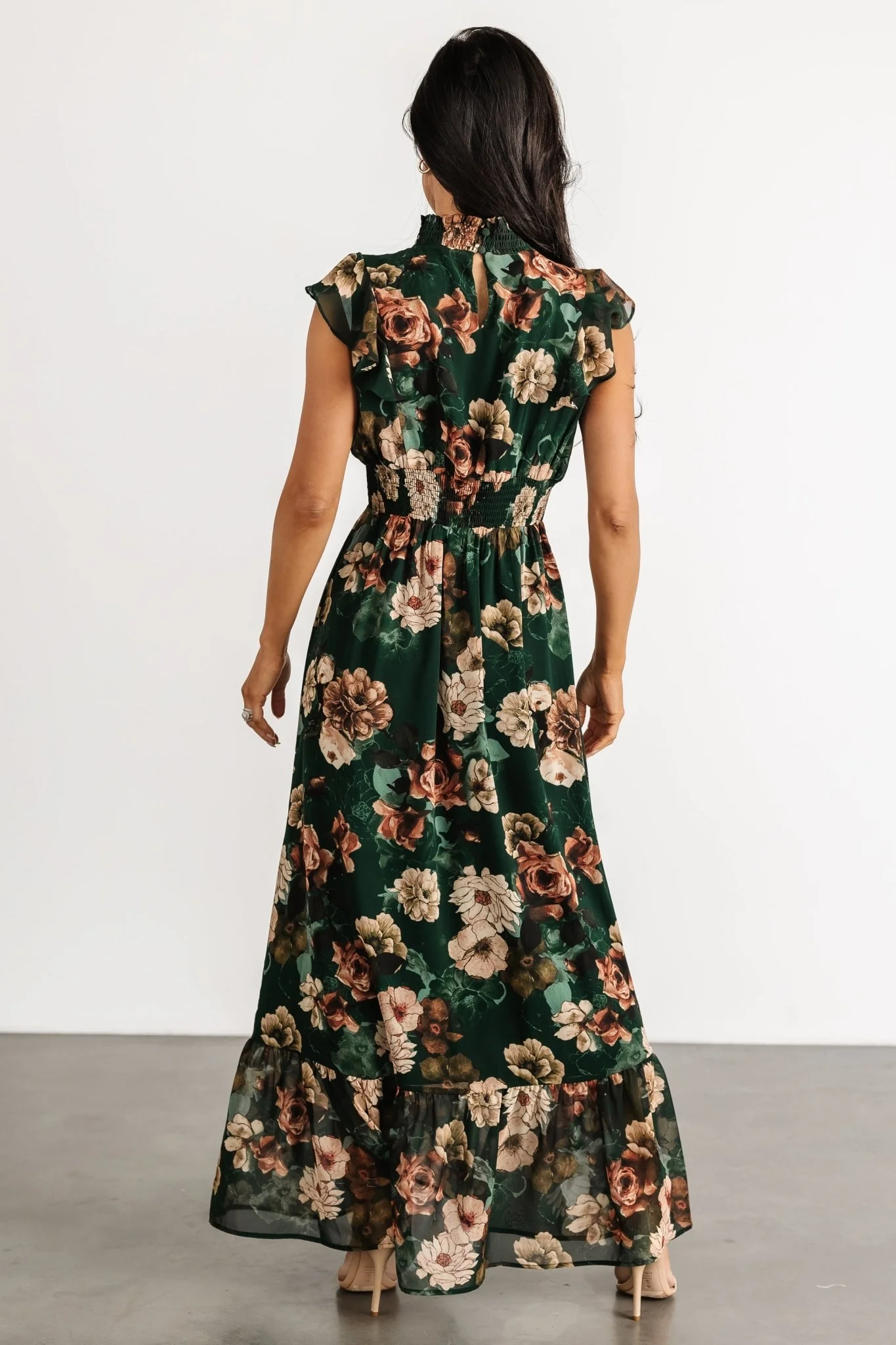 Kearny Ruffle Maxi Dress | Dark Green Floral - Image 4