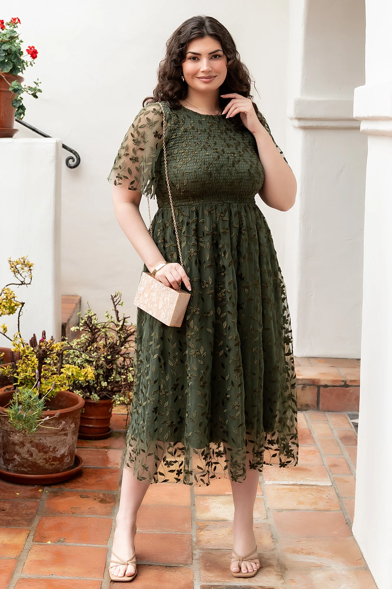 Kendra Embroidered Dress | Olive - Image 3