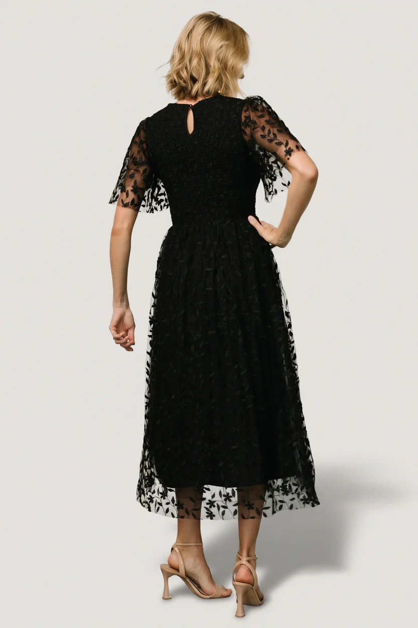 Kendra Embroidered Dress | Black - Image 2