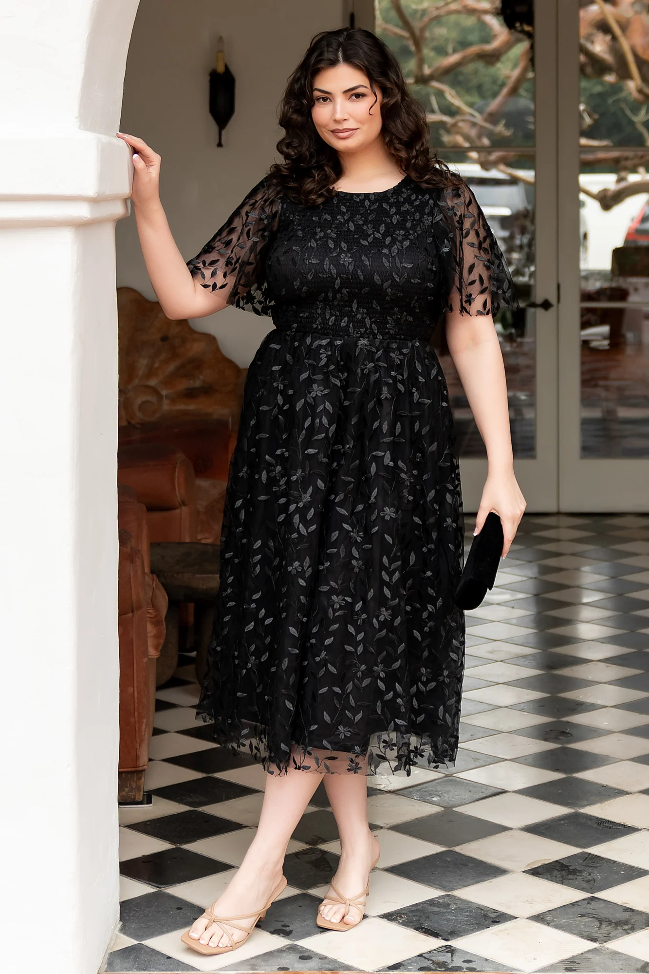 Kendra Embroidered Dress | Black - Image 4
