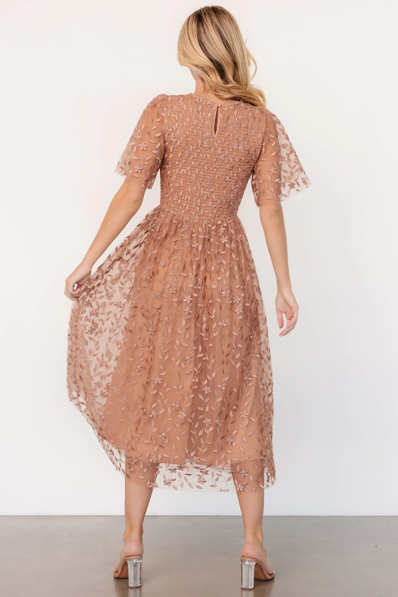 Kendra Embroidered Dress | Nude Rose - Image 4