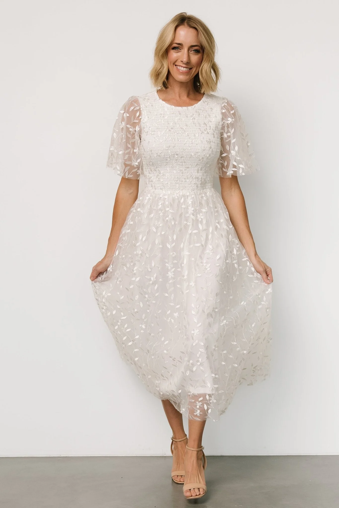 Kendra Embroidered Dress | White - Image 6