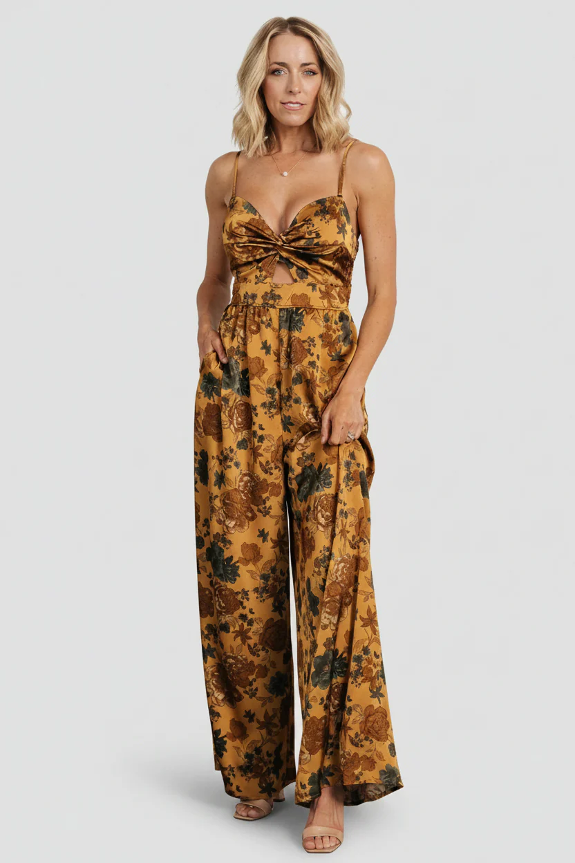 Khloe Wide Leg Jumpsuit | Gold Multi - Image 5