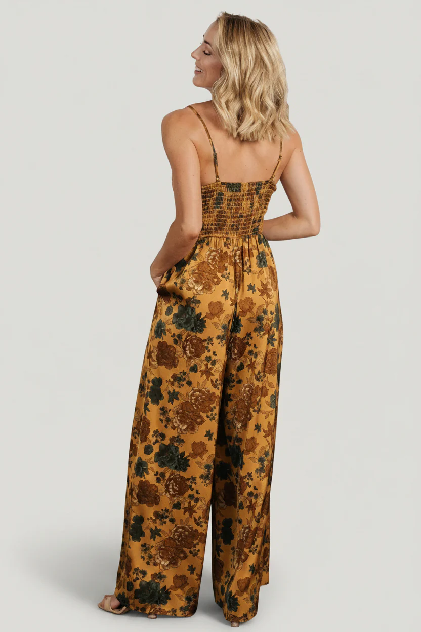 Khloe Wide Leg Jumpsuit | Gold Multi - Image 6