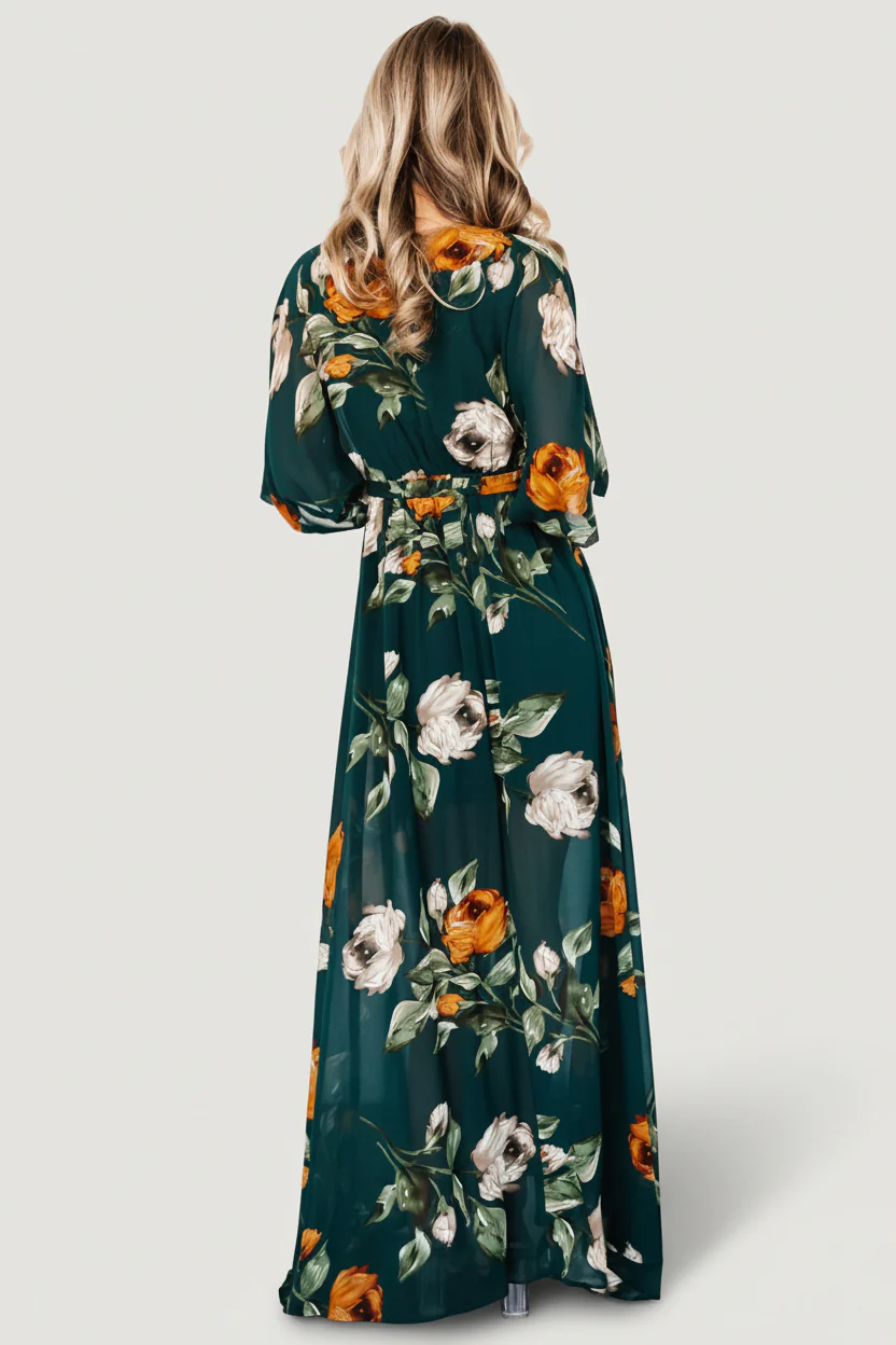 Kia Kimono Maxi Dress | Deep Topaz Floral - Image 4