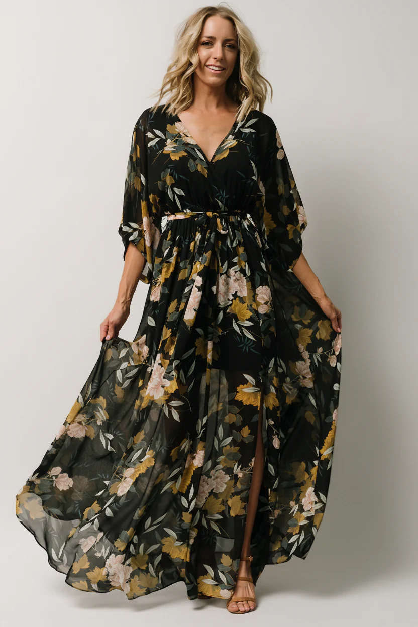 Kia Kimono Maxi Dress | Midnight Floral - Image 3
