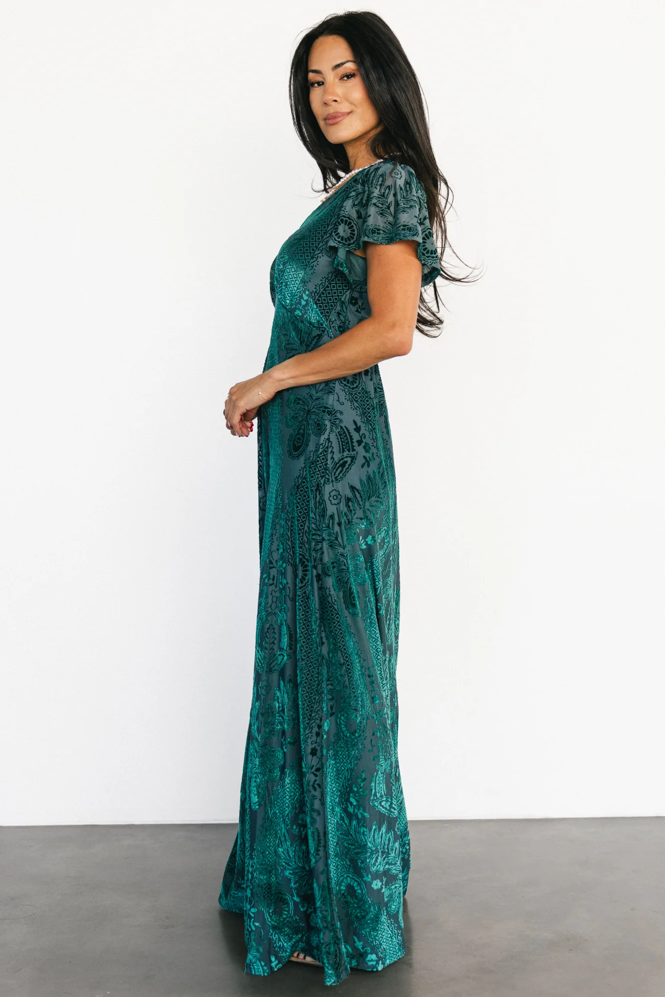 Kimberly Velvet Maxi Dress | Emerald - Image 3