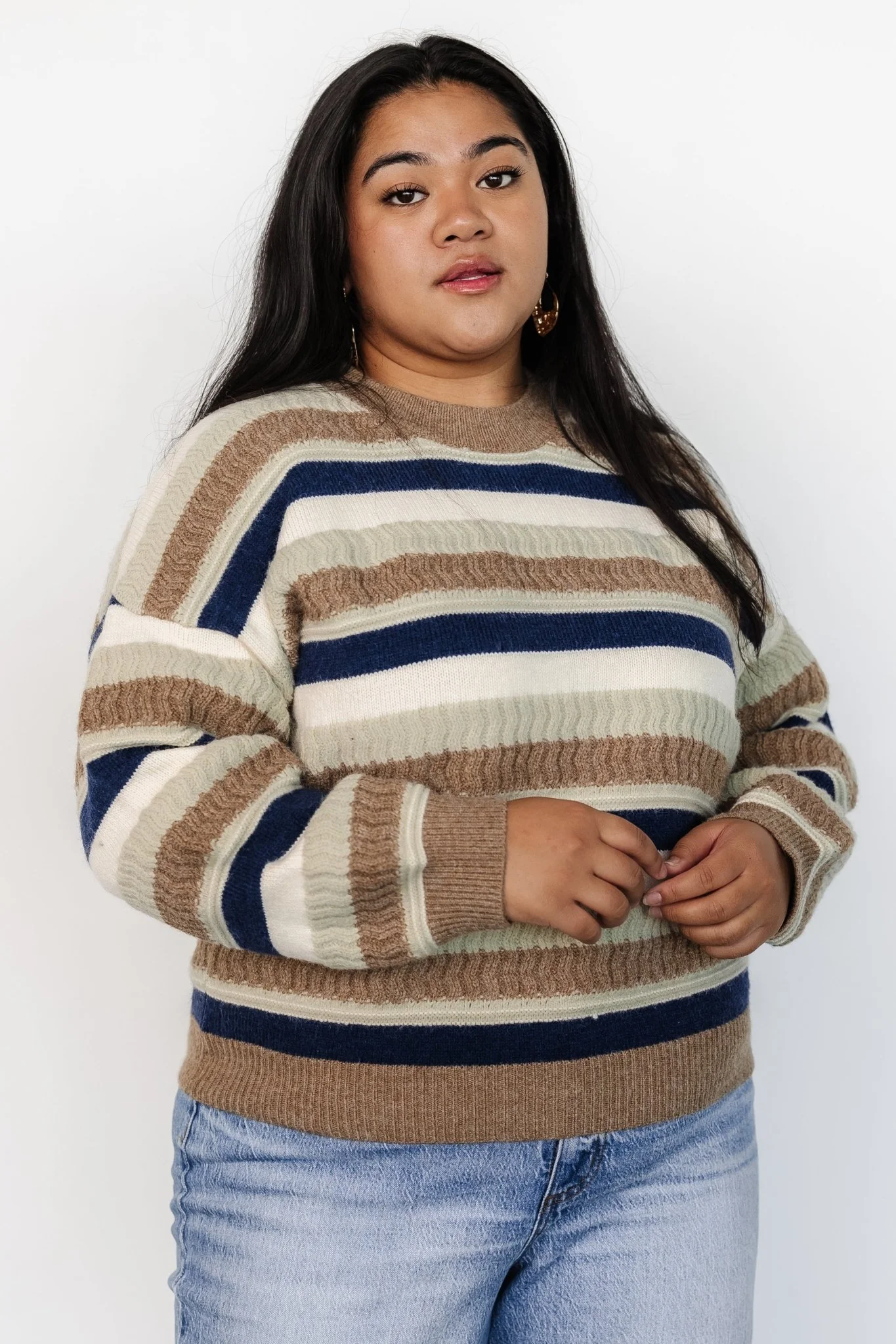 Kira Striped Sweater | Navy + Sage Multi - Image 4
