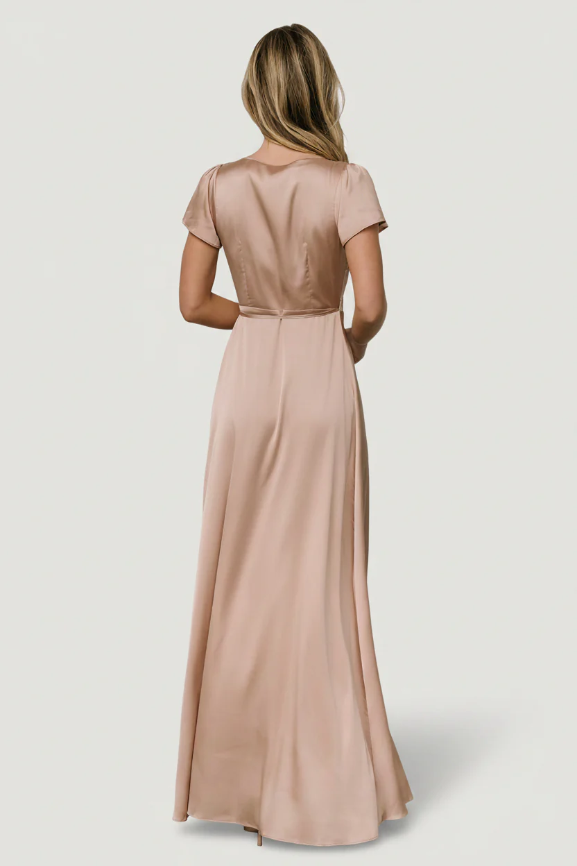 Krystal Satin Wrap Gown | Champagne - Image 4