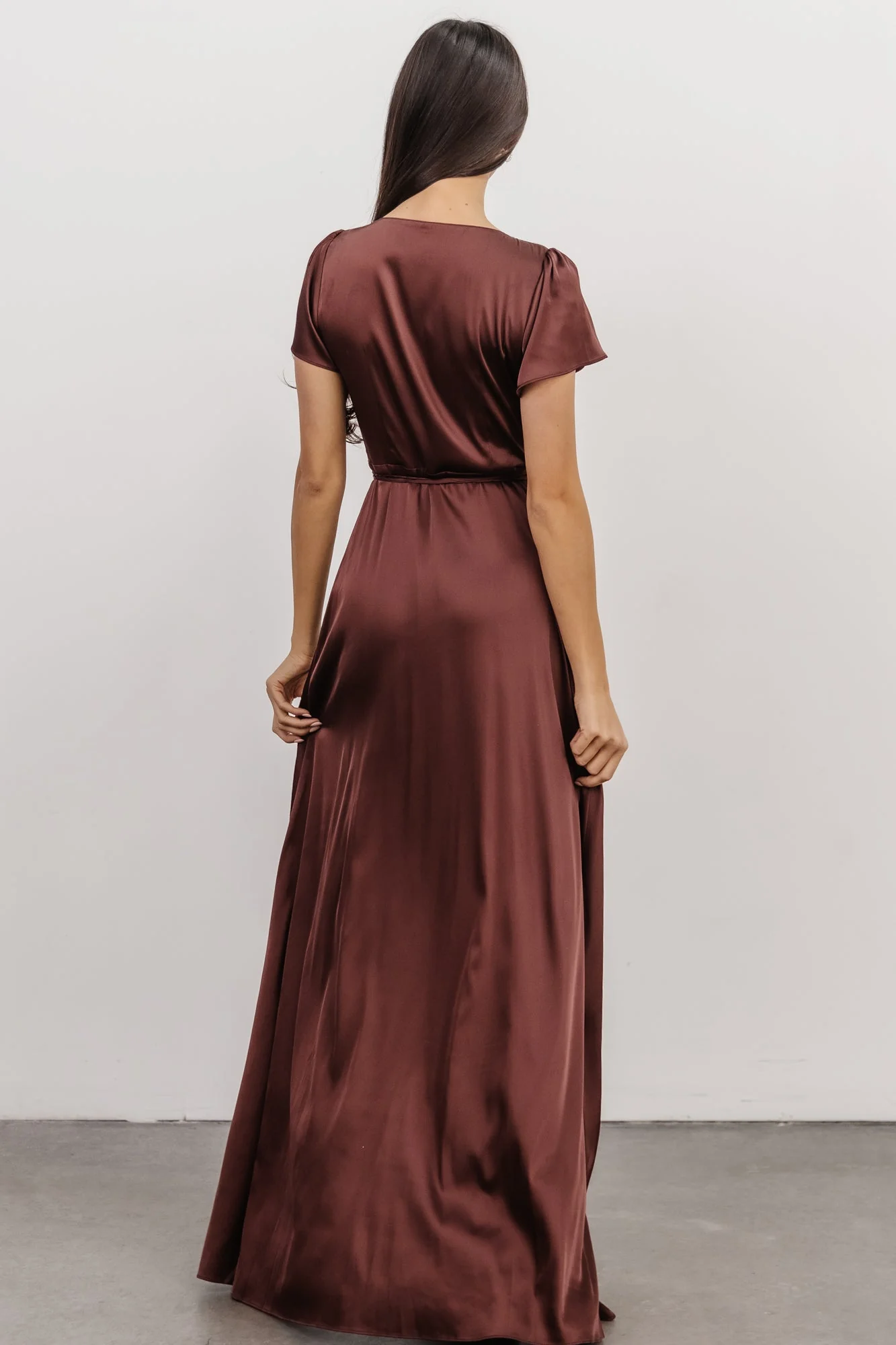 Krystal Satin Wrap Gown | Dark Clove - Image 9
