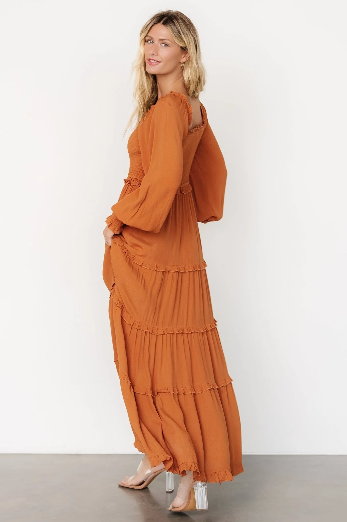 Lana Smocked Maxi Dress | Camel - Image 7
