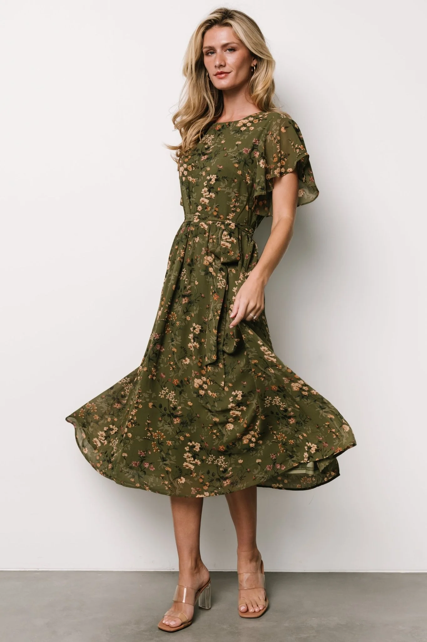 Laurel Midi Dress | Olive Floral - Image 5
