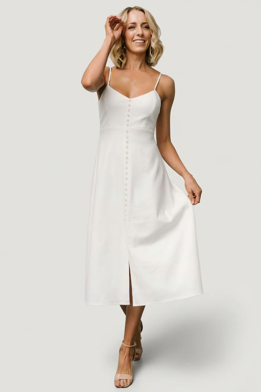 Laya Button Front Dress | Ivory - Image 2