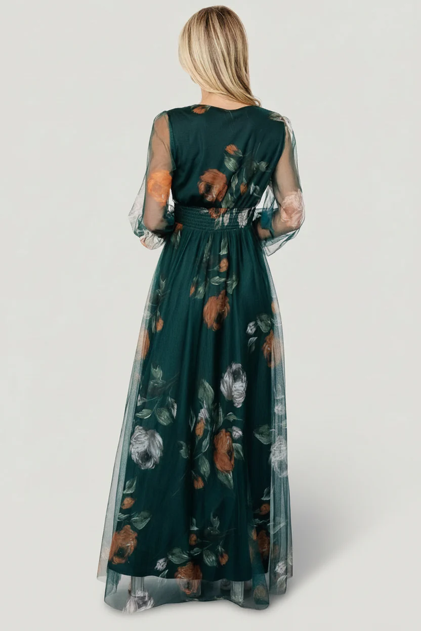 Layla Tulle Maxi Dress | Deep Topaz Floral - Image 4