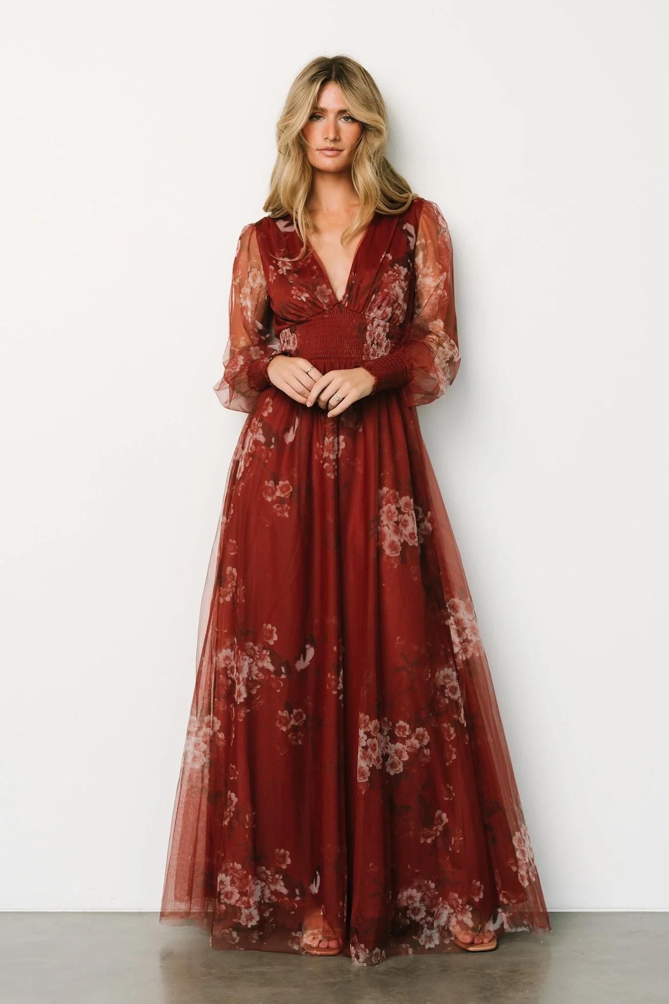 Layla Tulle Maxi Dress | Rust Floral - Image 5