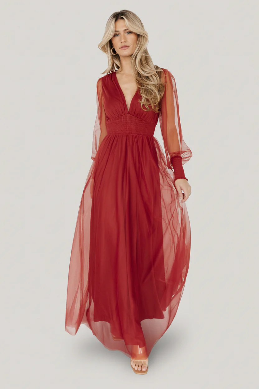 Layla Tulle Maxi Dress | Terracotta - Image 2