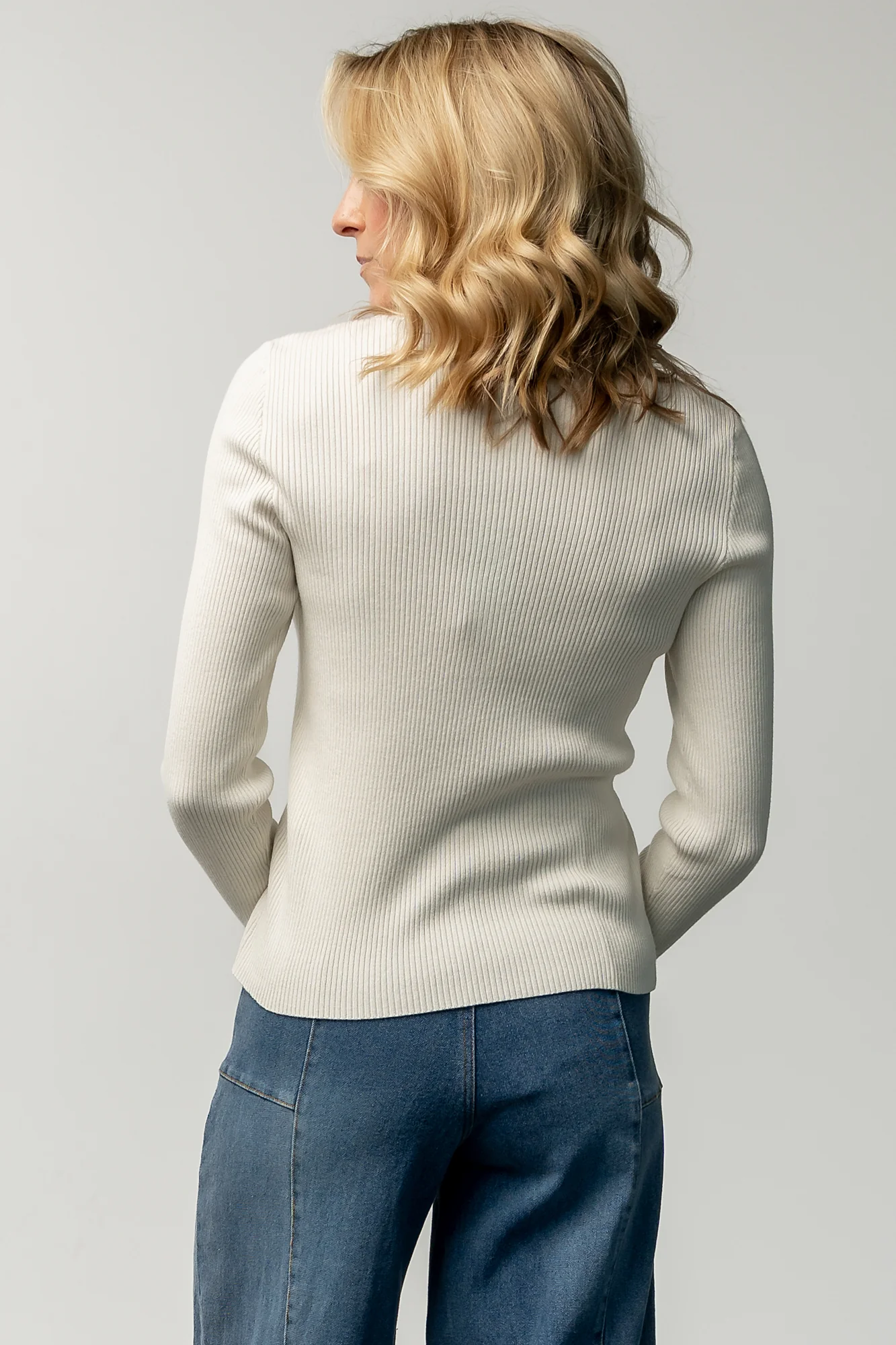 Leo Ribbed Henley Top | Ivory - Image 5