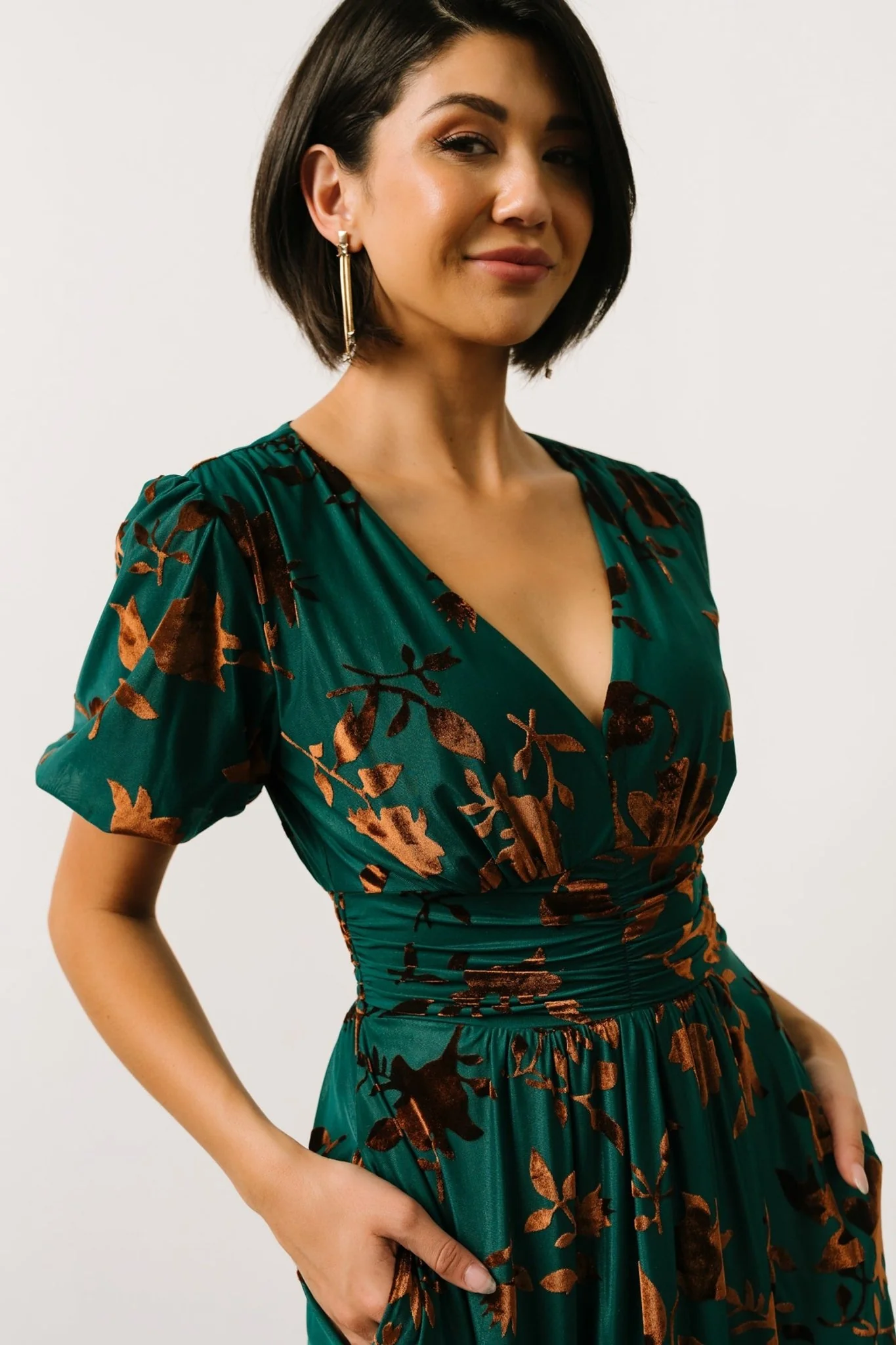 Leslie Velvet Maxi Dress | Bronze + Jade - Image 5