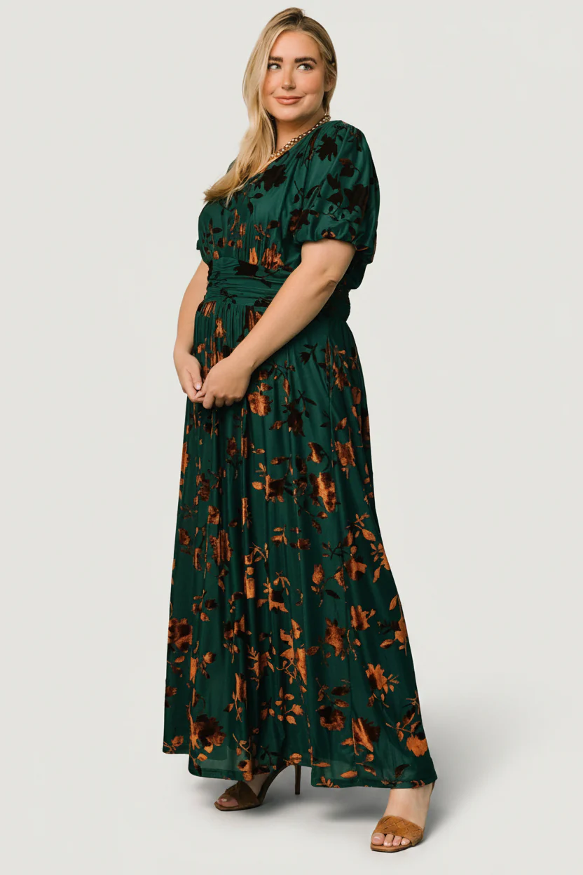 Leslie Velvet Maxi Dress | Bronze + Jade - Image 6