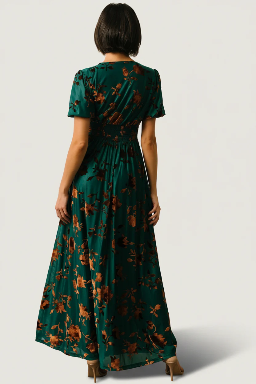 Leslie Velvet Maxi Dress | Bronze + Jade - Image 8