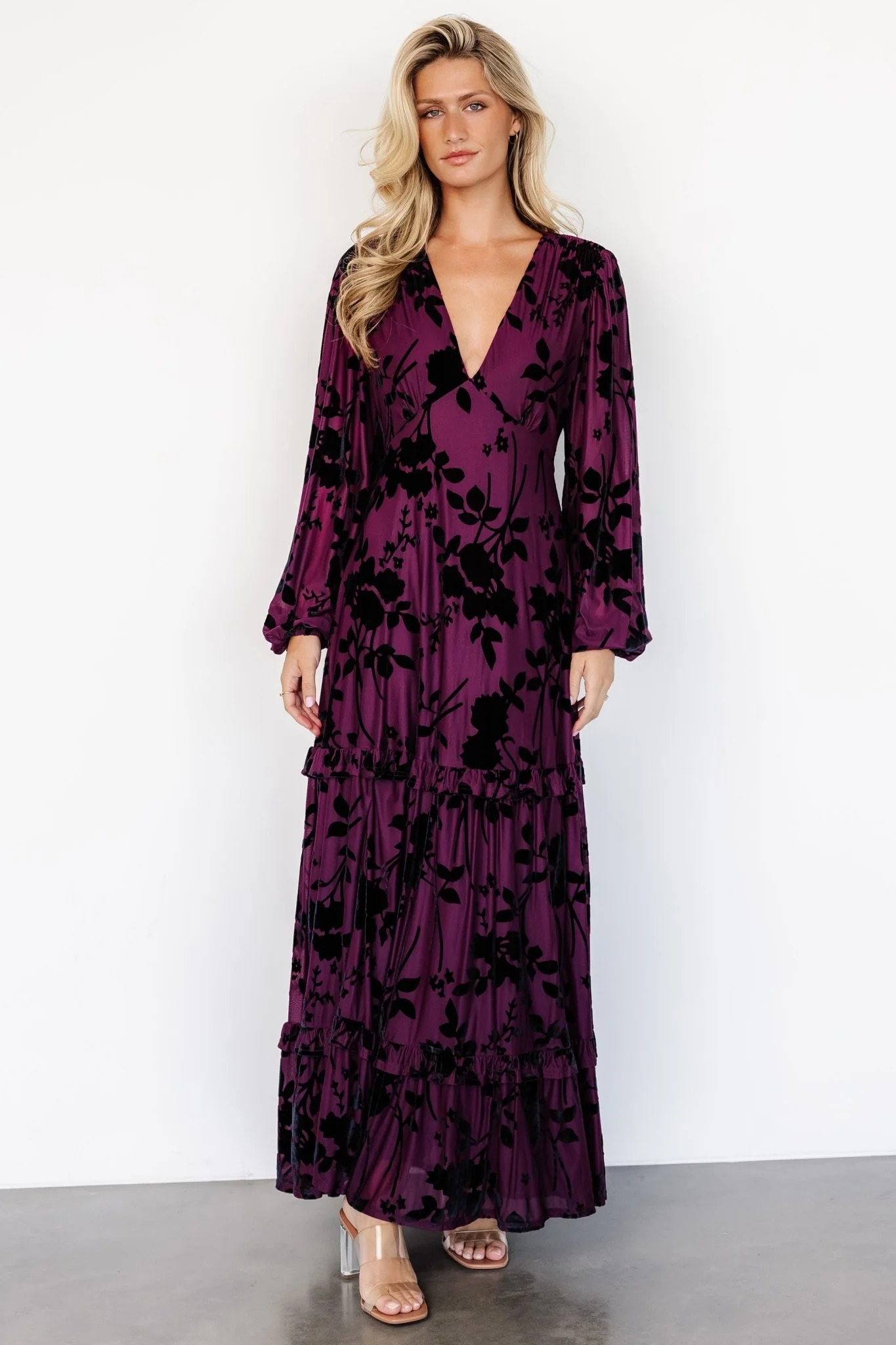 Liana Velvet Embossed Maxi Dress | Mulberry - Image 2