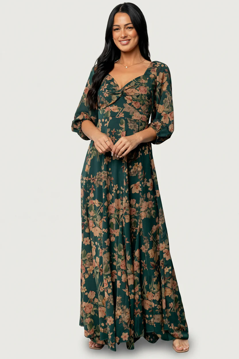 Liesel Maxi Dress | Green + Copper Floral