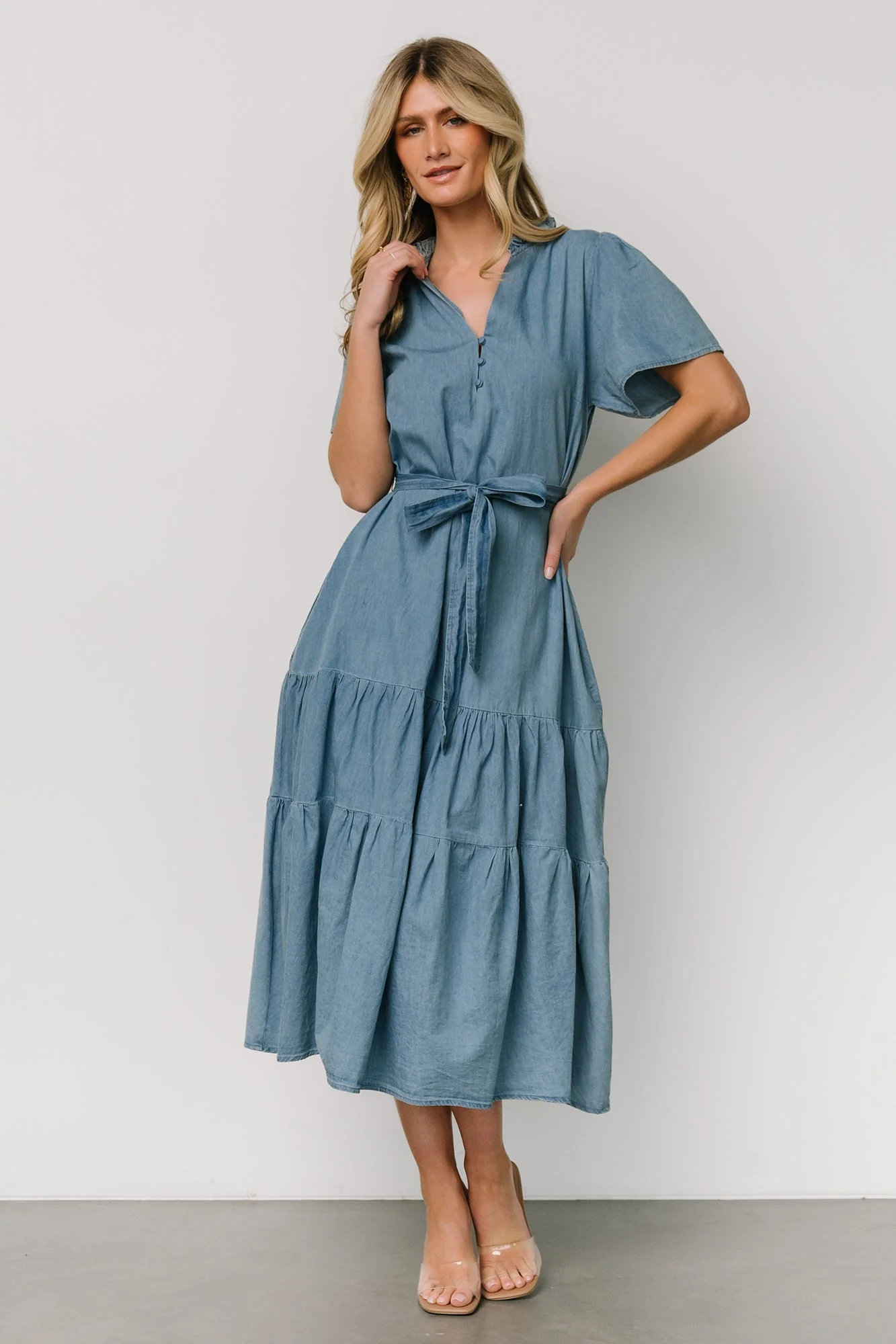 Lisa Midi Dress | Chambray - Image 6