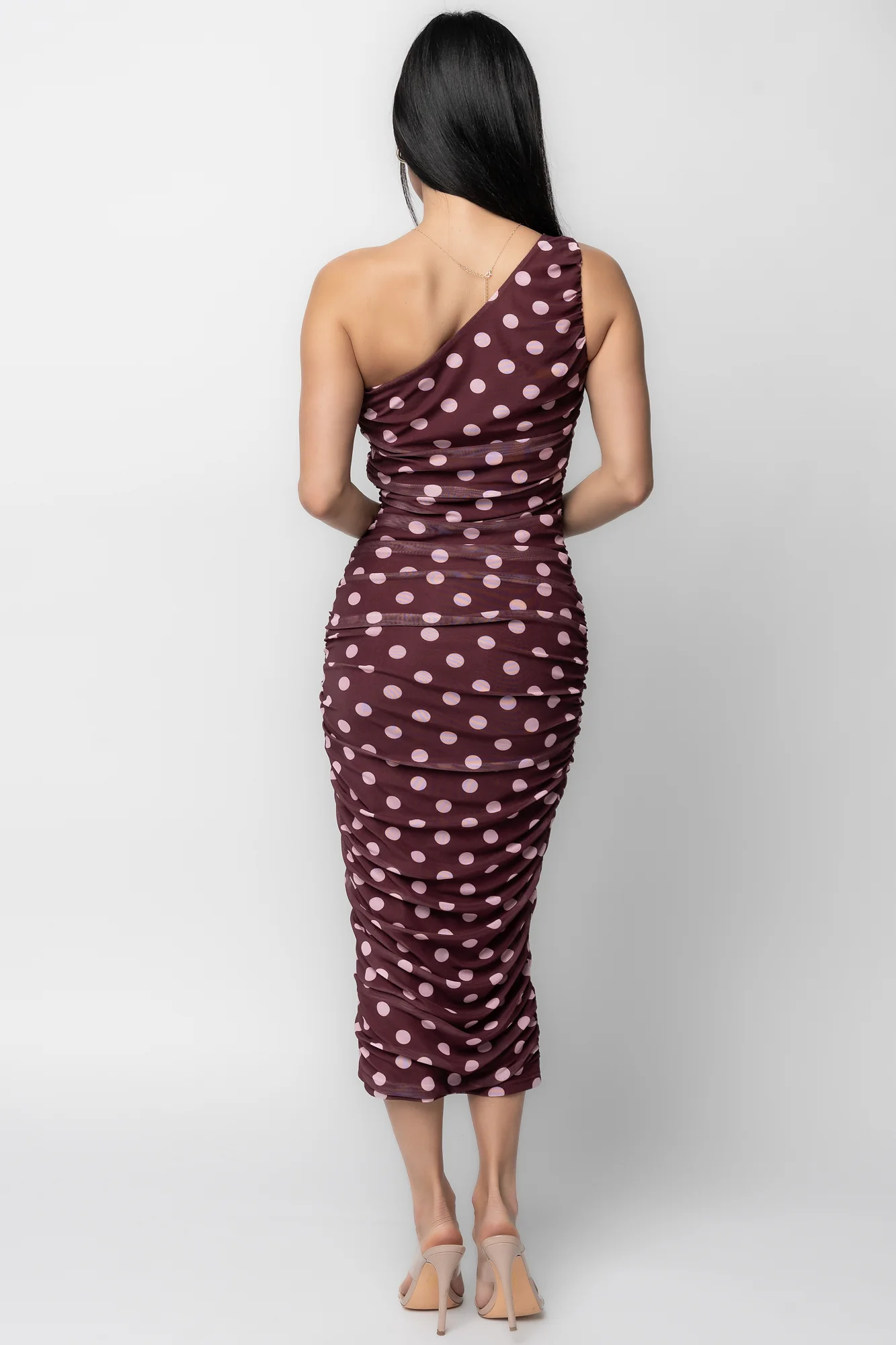 Lolli One Shoulder Midi Dress | Berry + Pink - Image 4