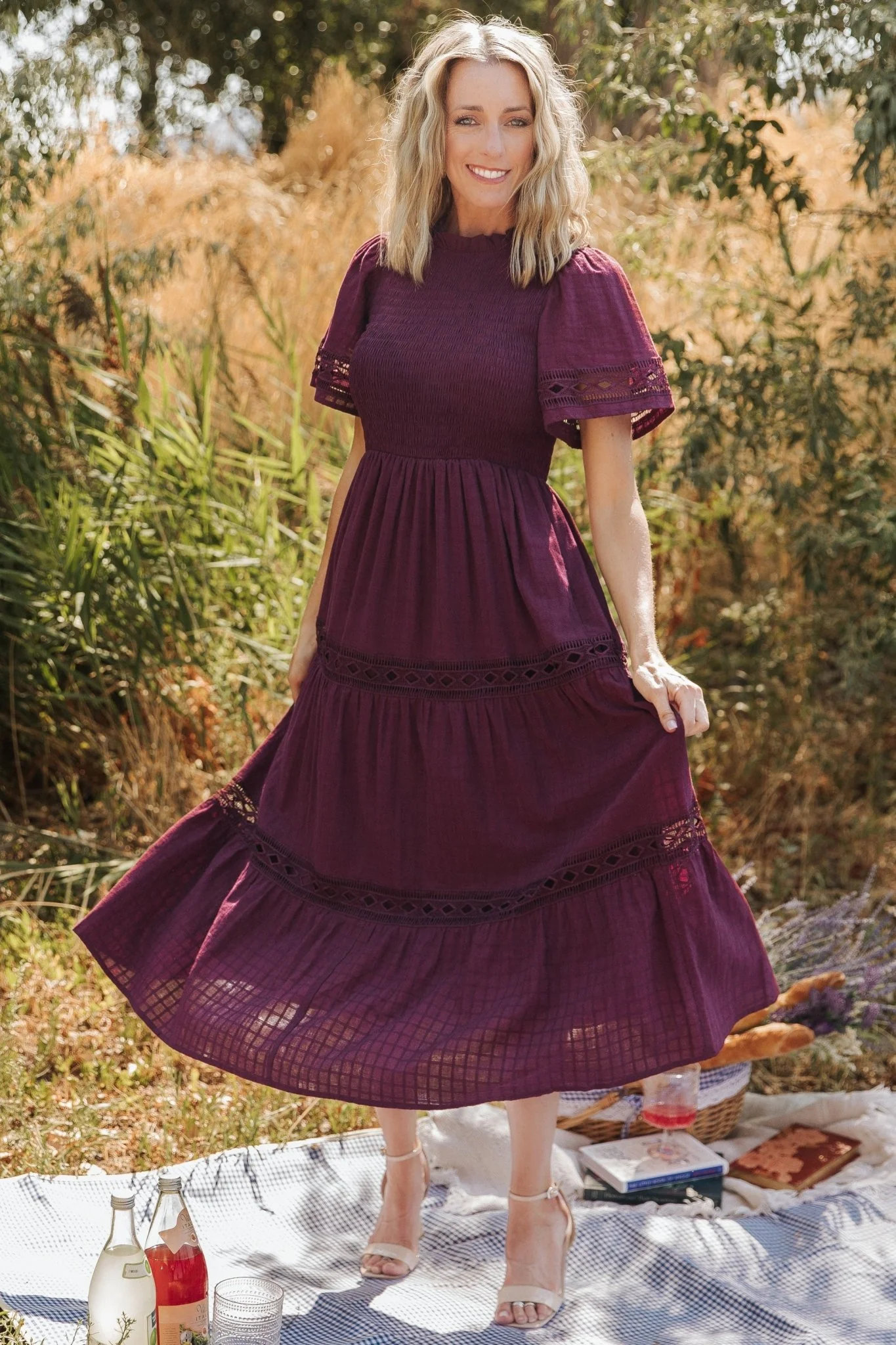 Loveland Geo Lace Maxi Dress | Mulberry - Image 3