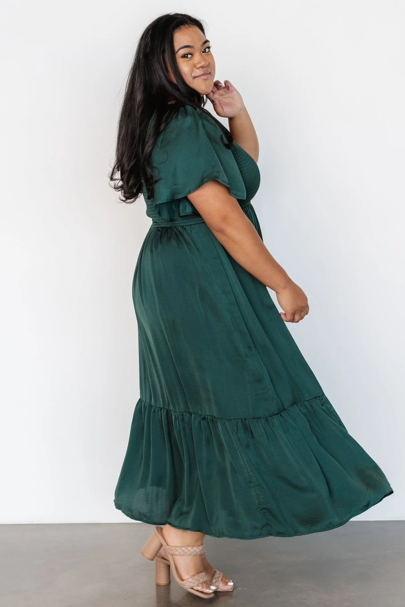 Lovell Smocked Midi Dress | Emerald - Image 6