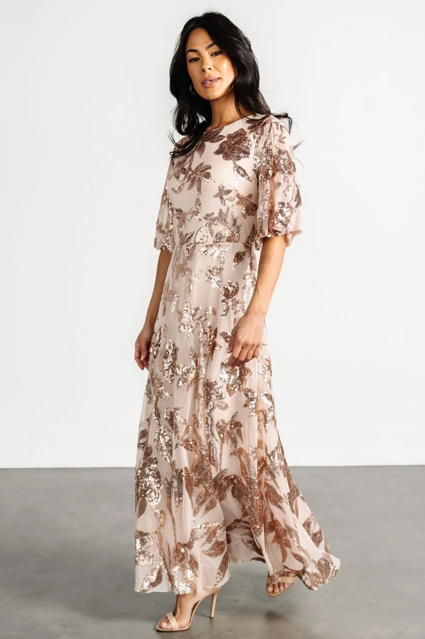 Lucy Sequin Dress | Rose Gold - Image 5