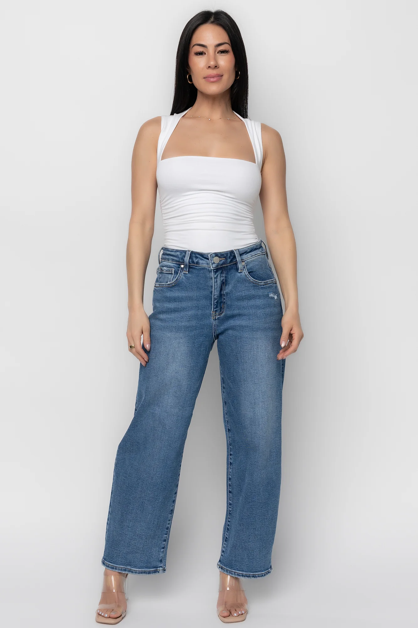 Lumi High Rise Crop Barrel Jeans | Medium Wash - Image 6