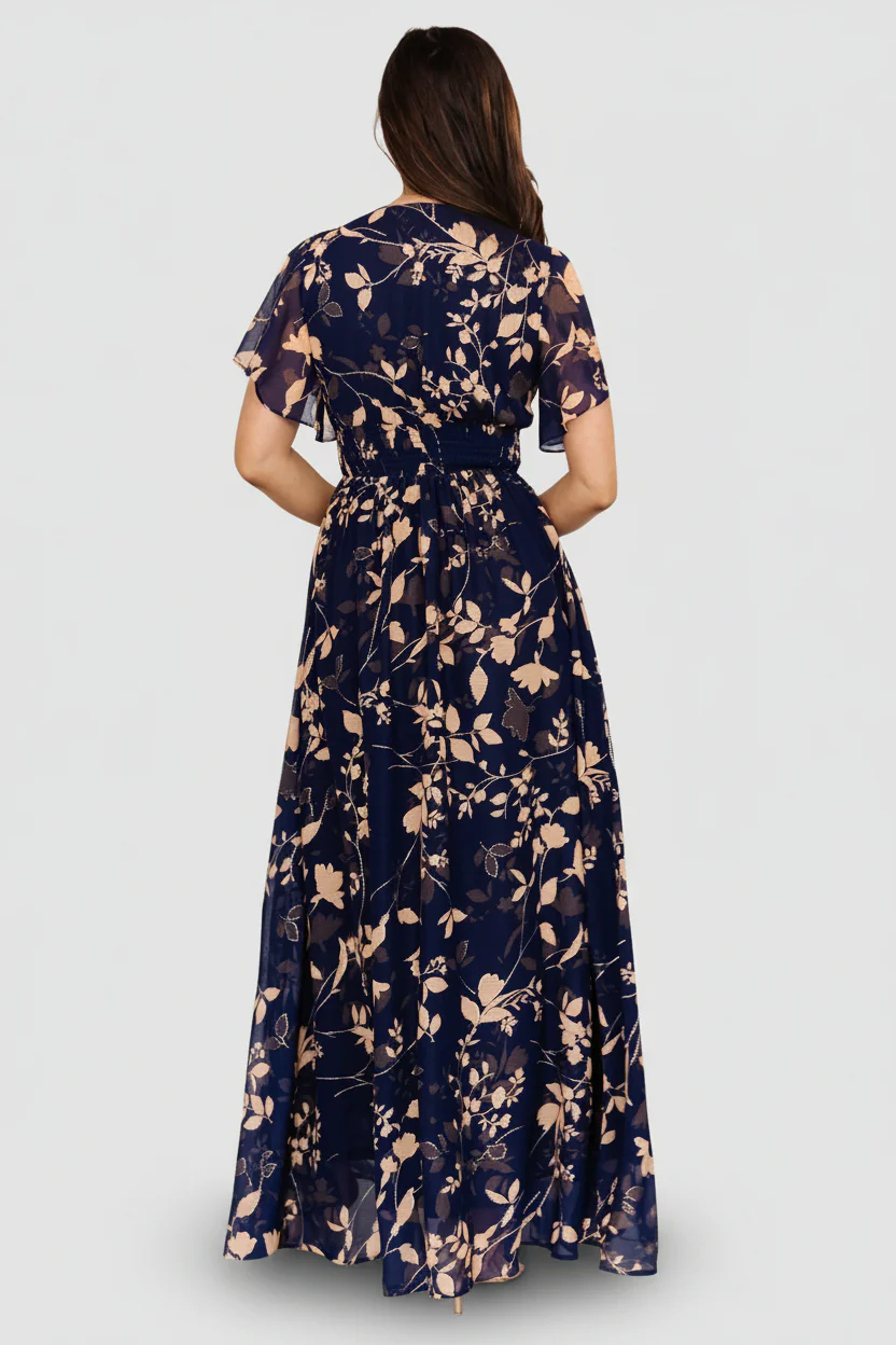 Lynlee Metallic Maxi Dress | Navy - Image 6