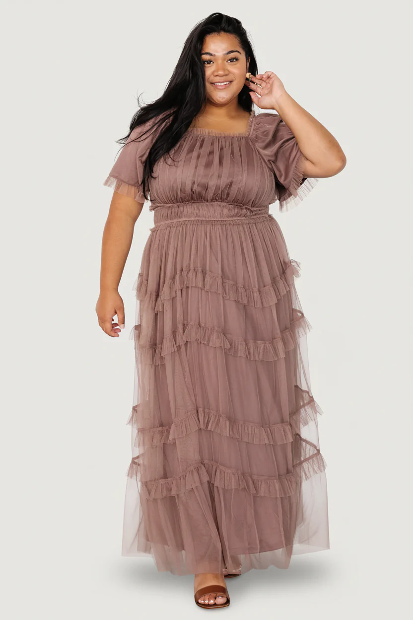 Magdalena Tulle Maxi Dress | Mink - Image 2