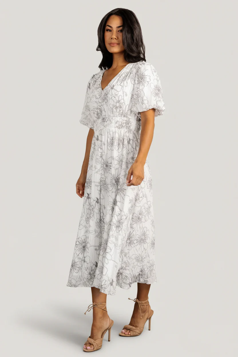 Makenna Midi Dress | Off White Print - Image 5