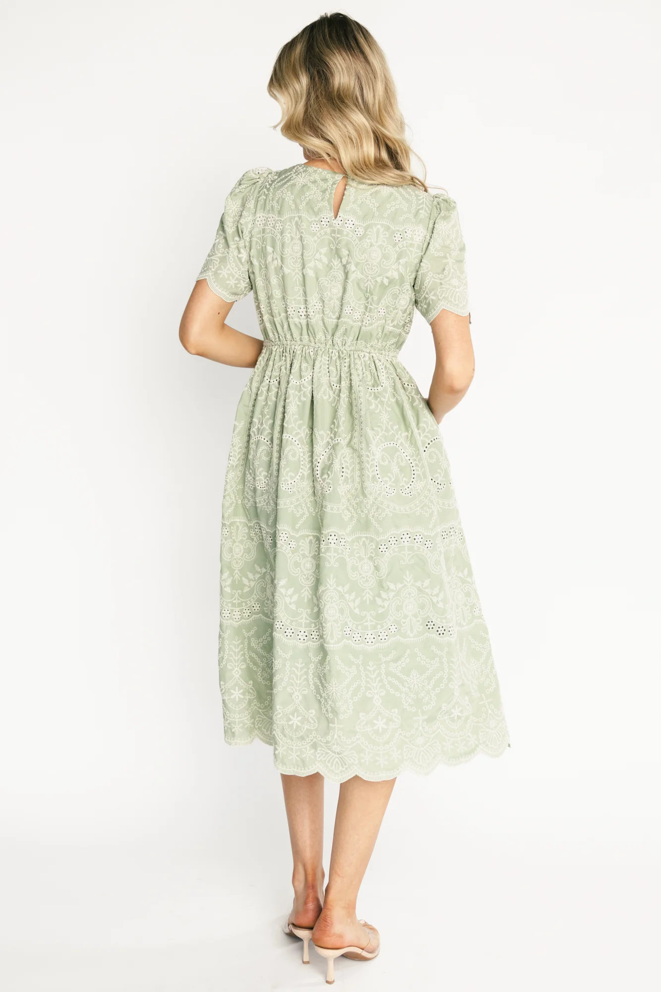 Margot Eyelet Midi Dress | Sage - Image 4