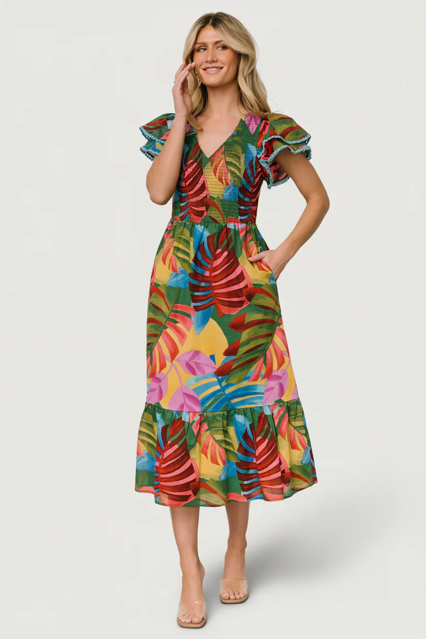 Marielle Smocked Midi Dress | Multi Print - Image 5