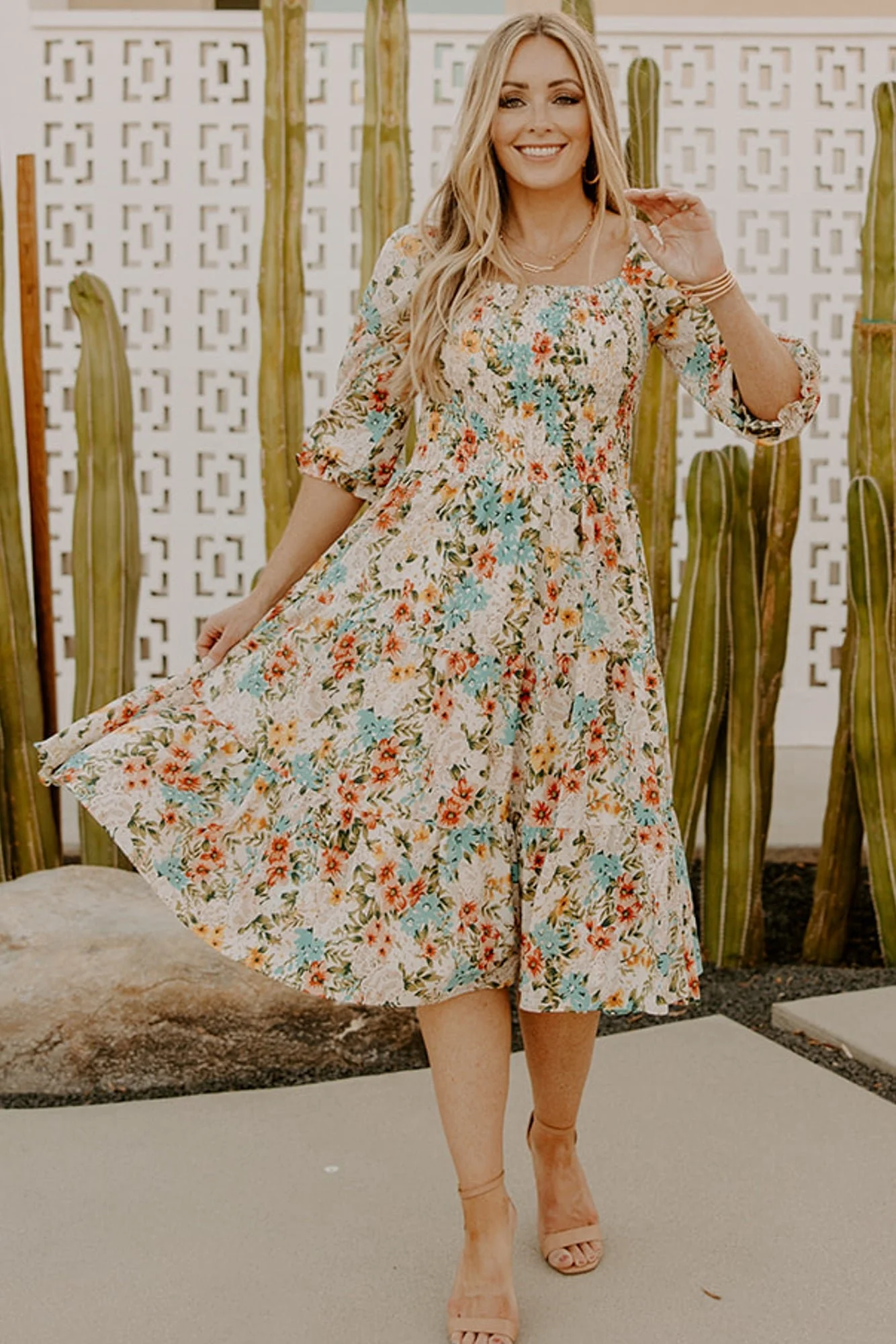 Marta Smocked Midi Dress | Summer Floral - Image 10