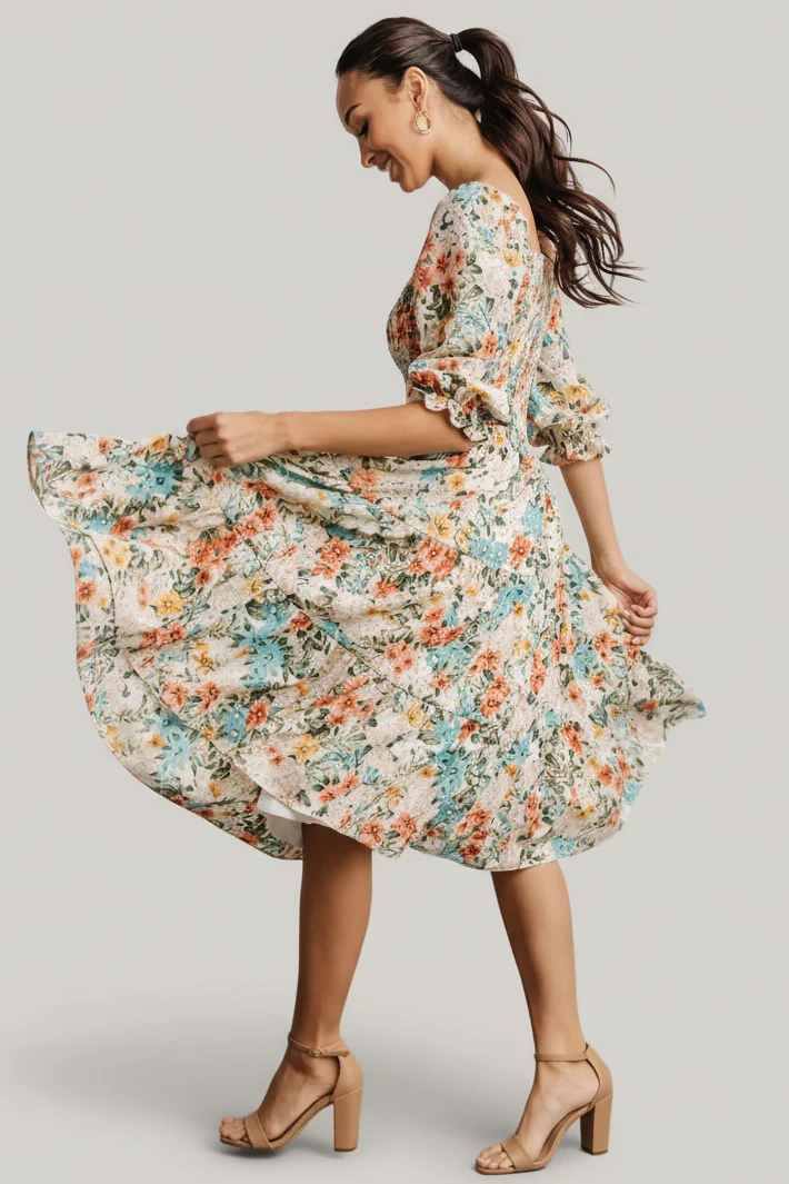 Marta Smocked Midi Dress | Summer Floral - Image 5