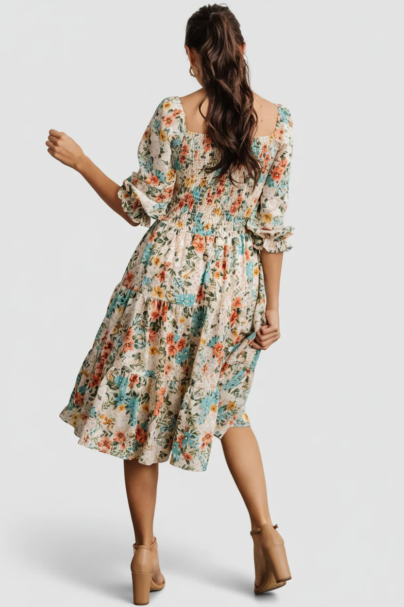 Marta Smocked Midi Dress | Summer Floral - Image 7