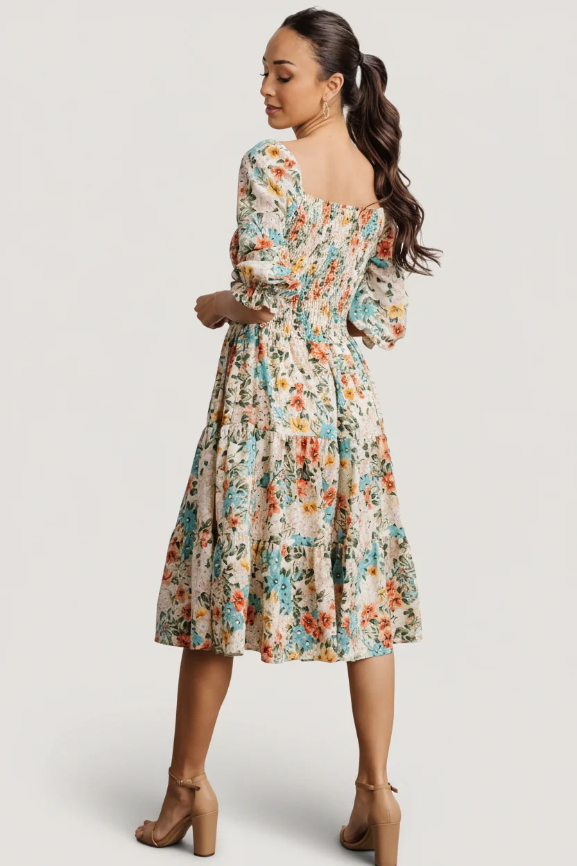 Marta Smocked Midi Dress | Summer Floral - Image 8