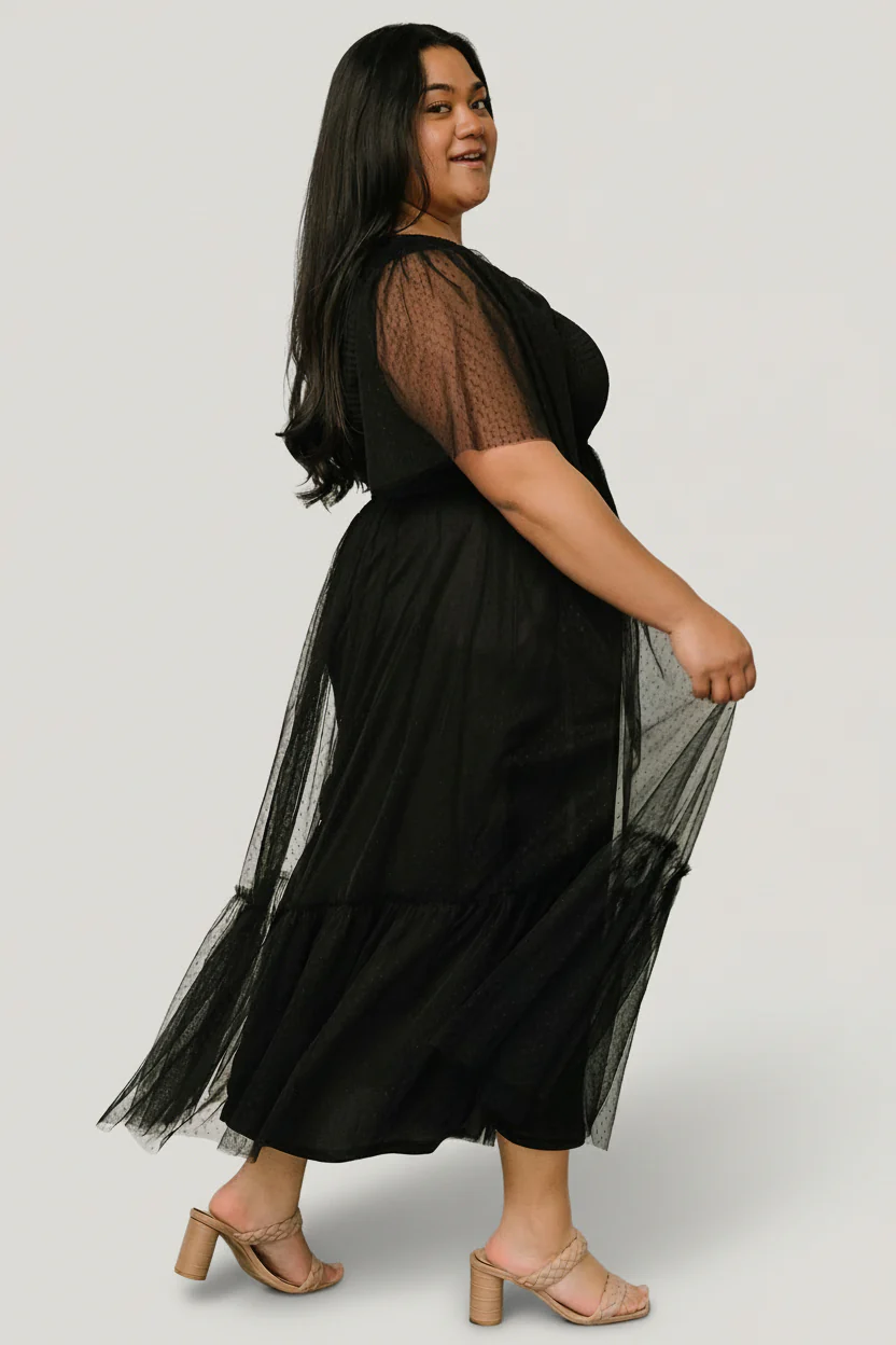 Martha Smocked Tulle Dress | Black - Image 5