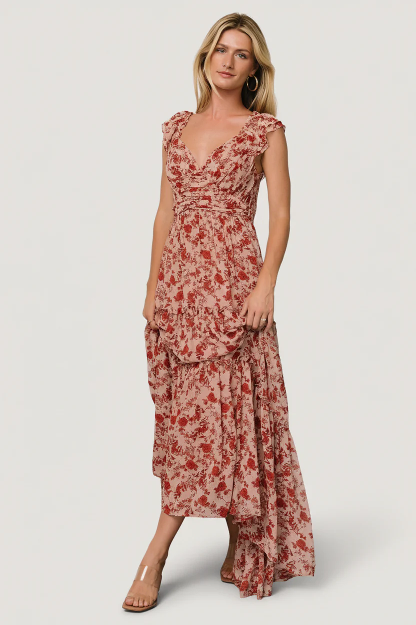 Martina Maxi Dress | Blush + Red - Image 5