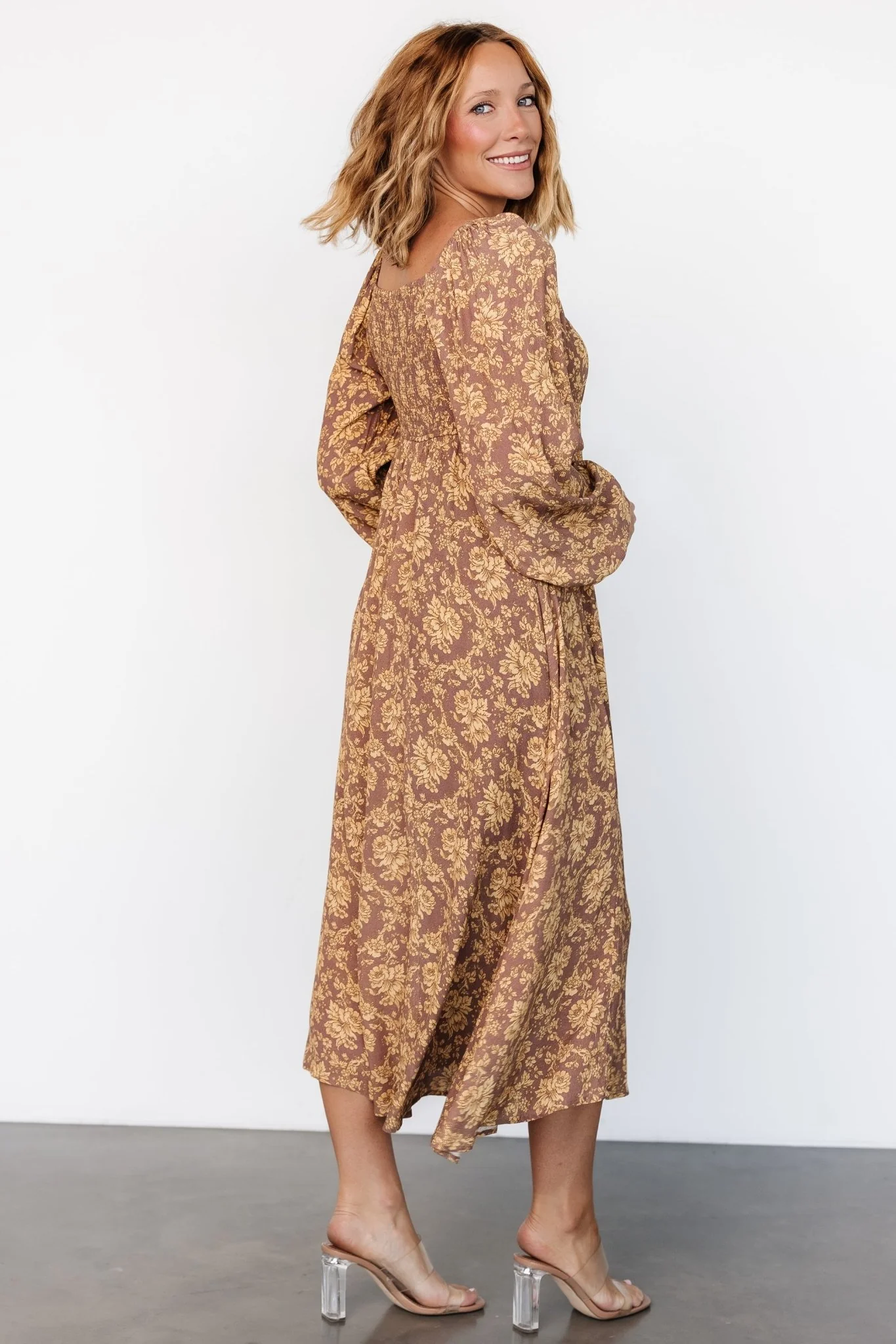 McKinney Dress | Brown + Gold Floral - Image 6