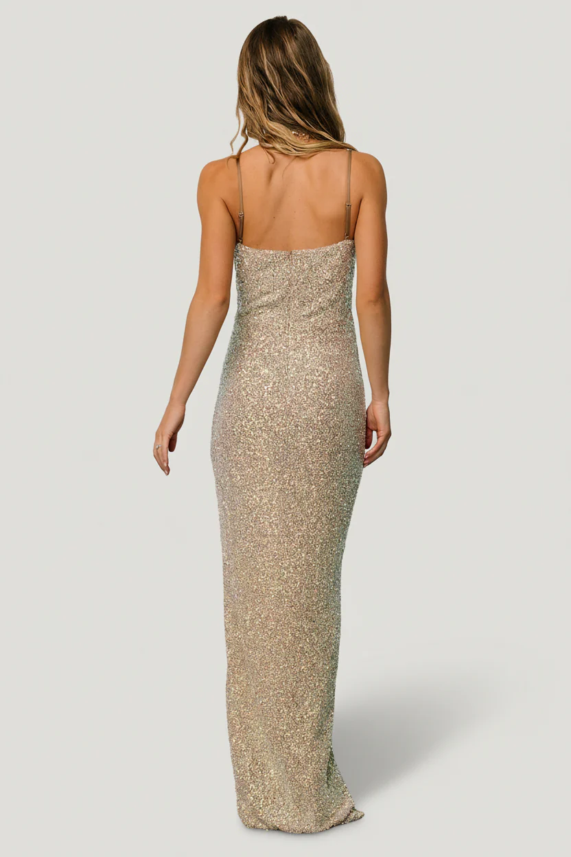 Melania Sequin Gown | Natural - Image 4