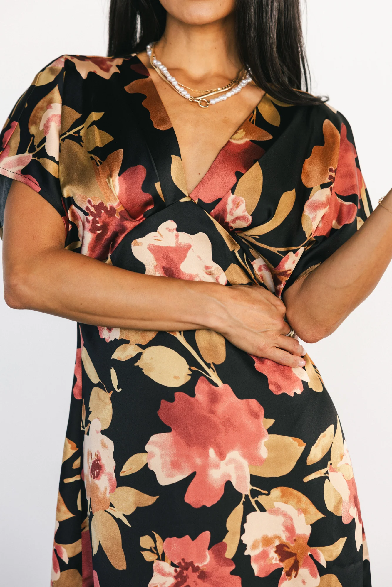 Milana Satin Maxi Dress | Black Floral - Image 2