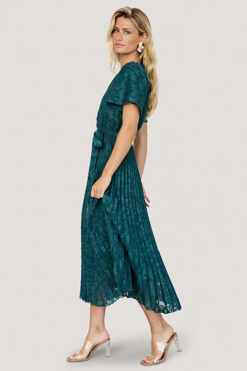 Mindy Pleated Dress | Emerald - Image 7