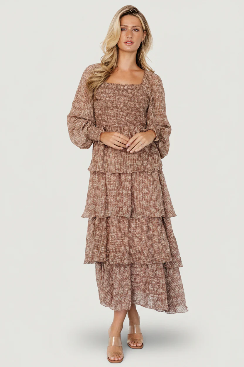 Miranda Tiered Maxi Dress | Latte Floral - Image 7